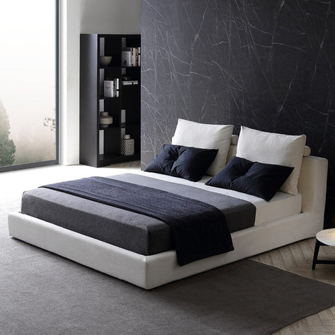 Gibbs Cotton Linen Blend Low Headboard Minimalist Bed Frame